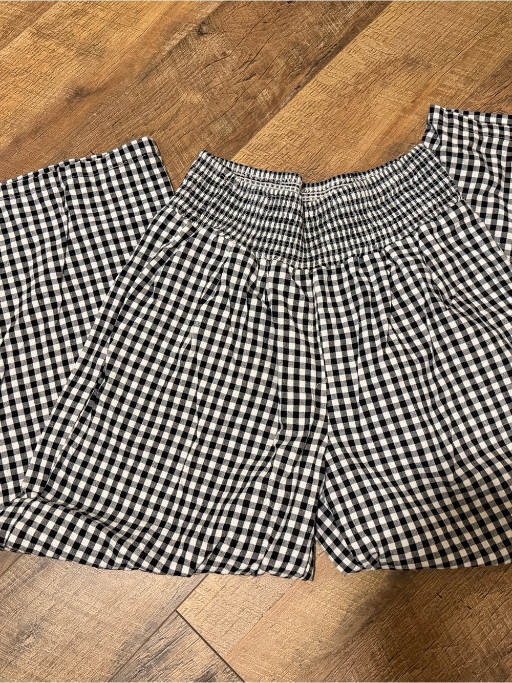 Black & White Gingham Smocked Waist Shorts